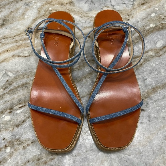 Jimmy Choo Danai 100 Denim Wedge Sandal, Blue - Picture 12 of 13